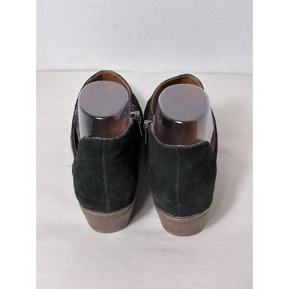 Lucky Brand LP-FRANKELA Ankle Booties‎ Sz 8 Black Side Zip Genuine Leather